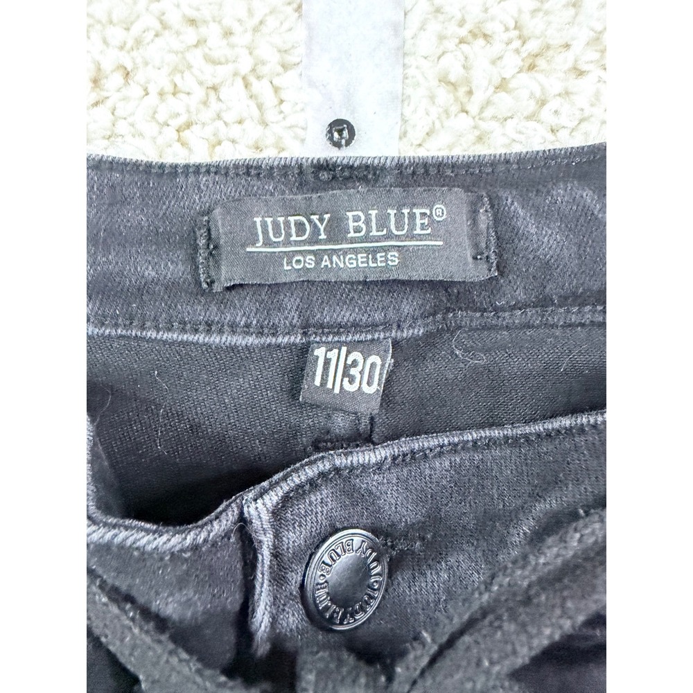 Judy Blue Jogger Jeans Women 11/30 Black Excellent High Rise Drawstring Denim - Picture 3 of 12